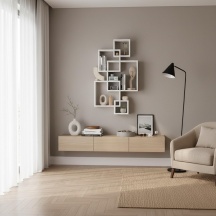 DecHome 610V00WT-830 Libreria a Parete Moderna 5 Cubi Legno 49.5x10.2x86 cm Bianco