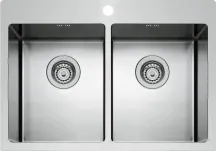 DecHome 75X51 2V Lavello Cucina 2 Vasche da Incasso Larghezza 75 cm Acciaio Inox