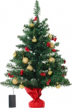 DecHome 830D57 Albero di Natale Mini 15 Led Bianchi Caldi e Decorazioni Verde 60cm