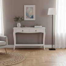 DecHome 83118D Consolle Ingresso Design Shabby Chic 2 Cassetti 100x33x76 cm Bianco