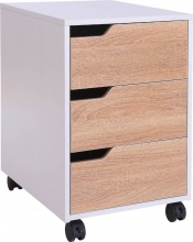 Icon Space 836048 Comodino Portadocumenti 3 Cassetti Ruote 360� Max. 10Kg di Legno