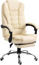 Icon Space DH92199 Sedia da Ufficio Reclinabile Poggiapiedi Poggiatesta Ecopelle Crema
