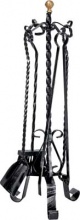DecHome 97e143 Piantana Camino Kit Tortiglione Ferro Battuto + Pomi Ottone H.cm 70 Pz 5