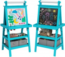 DecHome BUA584F Lavagna per Bambini con Cavalletto 3 in 1 59x48x118 cm Blu