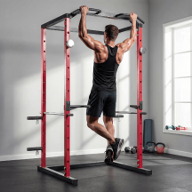 DecHome DA4861RD Power Cage Rack Squat Regolabile Capacit� di 460 Kg 160x112x215 cm Rosso