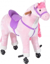 DecHome DH33045 Cavallo a Dondolo 4 Ruote Suoni Realistici e Poggiapiedi Cavalcabile 3+