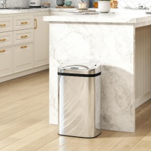 DecHome EF312SR Pattumiera con Sensore e Chiusura Automatica 30 lt 33x25x57.5 cm Argento