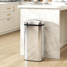 DecHome EF313SR Pattumiera con Sensore e Chiusura Automatica 40 lt 33x25x70 cm Argento