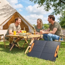 DecHome EF331BK Caricabatterie Solare 100W Pieghevole USB-A e USB-C Ricarica Rapida Nero