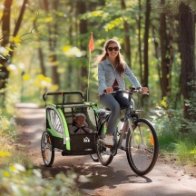 DecHome EF453GN Rimorchio Bici per Bambini e Passeggino 2 in 1 142x75x101 cm Verde