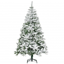 DecHome F2312GN Albero di Natale Innevato Alto 180 cm 750 Rami Ignifughi e Base Verde