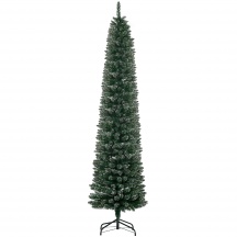 DecHome F2322GN Albero di Natale Innevato Slim Alto 225 cm 624 Rami e Base �56 cm Verde