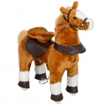 DecHome F2990BN Cavallo a Dondolo per Bambini 3+ Anni con Suoni 70x28x70 cm Marrone