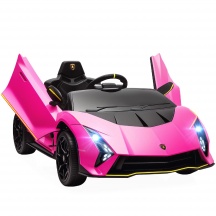 DecHome F3740PK Macchina Elettrica per Bambini 3-6 Anni 12V Lamborghini Autentica Rosa
