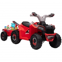 DecHome F4810RD Quad Elettrico per Bambini 18-36 Mesi con Rimorchio Pedale Rosso