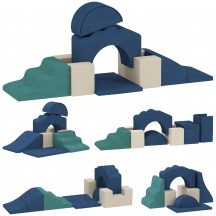 DecHome F5681DB Set 7 Costruzioni Morbide per Bambini da 0.5-3 Anni Base Antiscivolo Blu