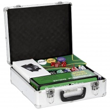 DecHome F5701SR Set da Poker Completo 500 Fiches Distributore Carte Tappetino Argento