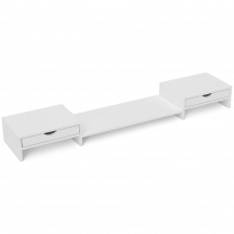 DecHome F6030WT Supporto per Monitor da Scrivania con 2 Cassetti 60-116x22x12 cm Bianco