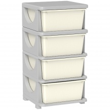 DecHome F857CW Cassettiera Multiuso 4 Cassetti 37x37x76 cm Crema