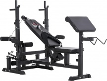 DecHome F916BK Panca da Palestra Regolabile con Supporto per Bilanciere 210x110x103-123cm Nero
