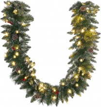 DecHome GNA570F Ghirlanda Natalizia 50 Luci Led e Decorazioni 180x30x30 cm Verde