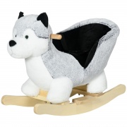 DecHome GY-33OR Cavallo a Dondolo Husky Peluche Cavalcabile 18+ Mesi Grigio