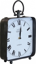 DecHome HO806093 Orologio Da Appoggio in Vetro e Acciaio cm 25,5x7,5x38,5 h Bianco