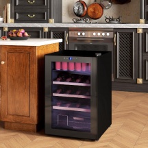 DecHome K5470BK Cantinetta Vino 12 Bottiglie e 25 Lattine 53 lt 43x45x64cm Classe G Nero