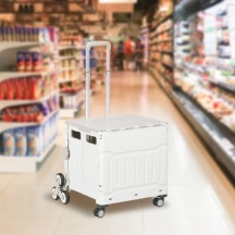 DecHome K5680WT Carrello Spesa Pieghevole in Alluminio con Ruote 52x48x100 cm Bianco