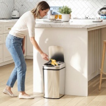 DecHome K5850SR Pattumiera 12L a Infrarossi in Acciaio Inox,ABS e PP 28x22x41 cm Argento