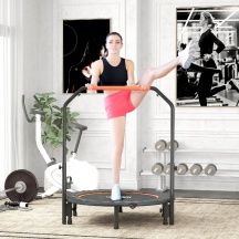 DecHome K6802BK Trampolino Fitness �114 cm Pieghevole con Manubrio Arancione e Nero