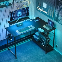 DecHome K7760BK Scrivania Gaming con Luci Led Moderna 114,5x82x91,5 cm Nero