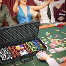DecHome K8441BK Set Poker con 500 Fiches, 2 Mazzi di Carte e Valigetta in Alluminio Nero