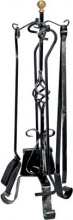 DecHome Kit30x Piantana Camino Kit Pigna Ferro Battuto + Pomi Ottone H.cm 70 Cf=Pz 5