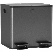DecHome L5230BK Pattumiera a 2 Sezioni da 15L con Chiusura Silenziosa 41x36x43 cm Nero