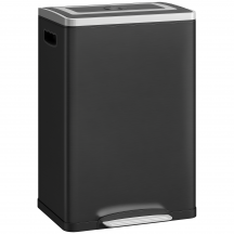 DecHome L5241BK Pattumiera a 2 Sezioni da 20L con Coperchio Silenzioso 40x34x59 cm Nero