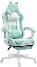 DecHome L5880LB Sedia Gaming Reclinabile Poggiapiedi Cuscini Finta Pelle BiancoAzzurro