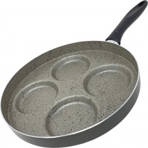 DecHome MAM037869 Padella per Pancake cm 28 Antiaderente con 4 Cerchi - Happy Stone