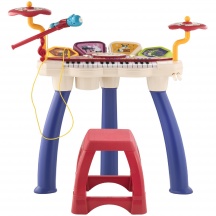 DecHome MX-39MX Pianola Giocattolo con Sgabello Microfono Tamburo Bacchette Playset 3+