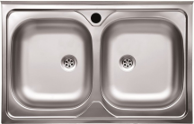 DecHome N214 Lavello Cucina 2 Vasche appoggio acciaio inox 80 cm