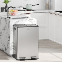 DecHome R341SR Pattumiera Differenziata 2 Scomparti 28 Litri 45.8x36x67.6 cm Argento