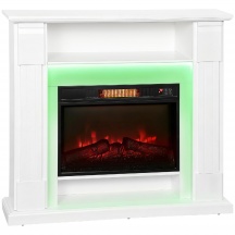 DecHome R350WT Camino Elettrico 1800W con Fiamma 3D e Timer 105x27x97 cm Bianco
