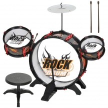 DecHome R504BK Set Batteria Giocattolo per Bambini 3-6 Anni con Sgabello Gioco Musicale