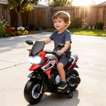 DecHome RDZ433 Moto Elettrica Bambini con Rotelle e Specchietti 85.5x44.5x56 cm Rosso