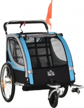 DecHome U4846BU Rimorchio Bici per Bambini e Passeggino 2 in 1 con Cintura Blu