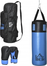 DecHome U487196 Set Sacco da Boxe da Appendere con Guantoni a 3 Strati Blu