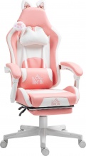 DecHome U6940PK Sedia da Gaming con Orecchie da Gatto e Supporto Lombare Rosa