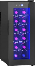 DecHome U6991BK Cantinetta Vino 12 Bottiglie Controllo Temperatura e Luci Nero
