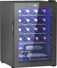 DecHome U7080BK Cantinetta Vino 20 Bottiglie 53L Porta in Vetro Anti-UV Nero