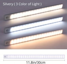 DecHome UQ02617_30 Luce LED per Armadio Attacco Magnetico Ricaricabile 30cm Argento UQ02617